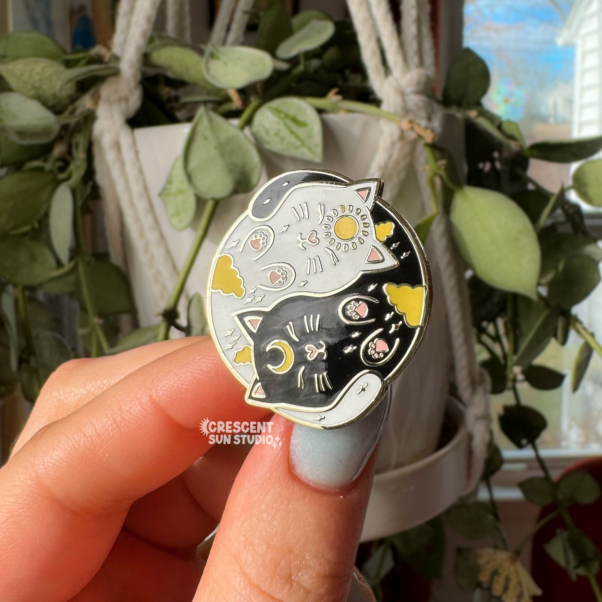 Cat Yin Yang Enamel Pin
