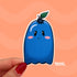 A diecut sticker of a blueberry ghost.
