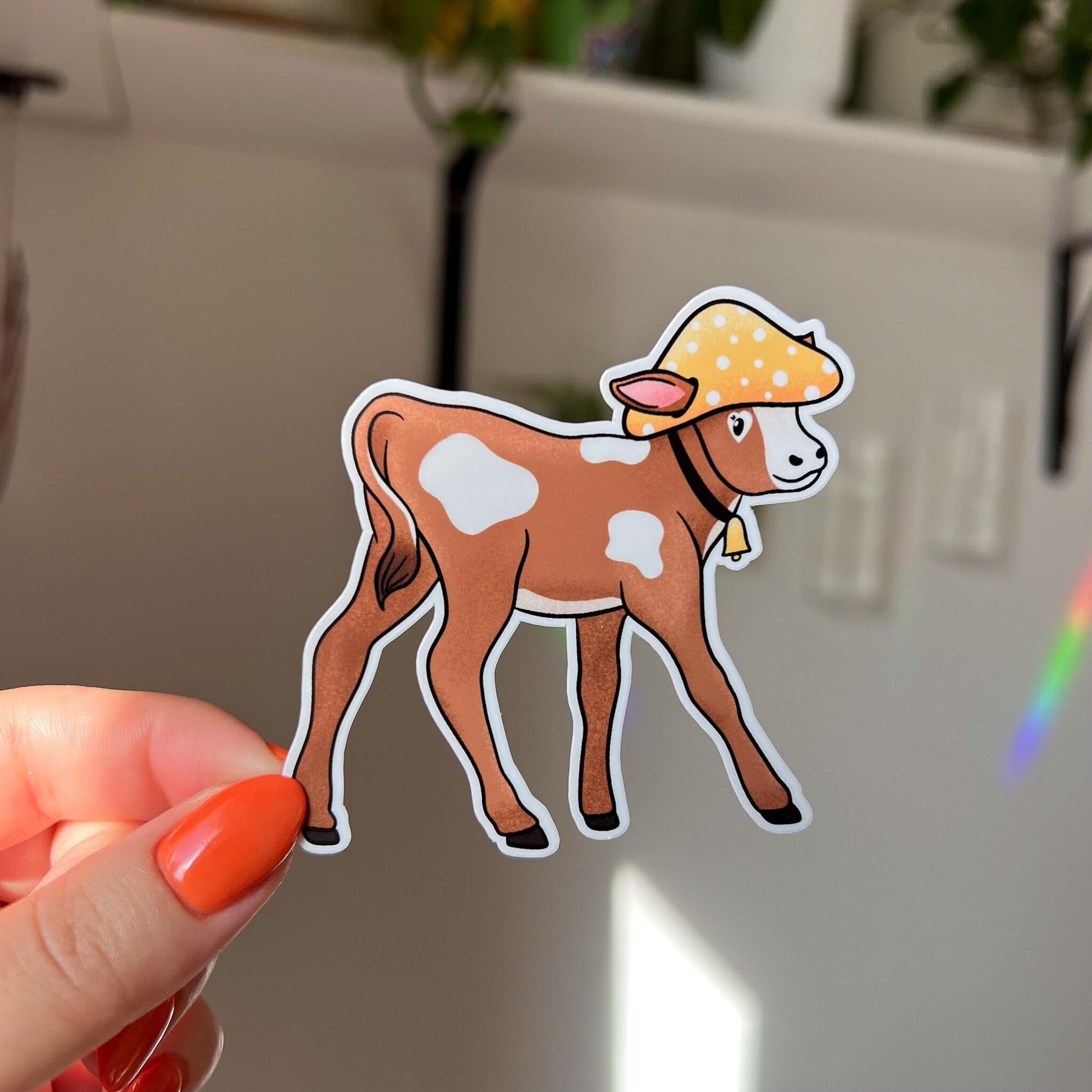 Baby Cow Mushroom Sticker