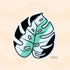 This monstera leaf sticker is black, white, light green, white, and black representing the agender flag.