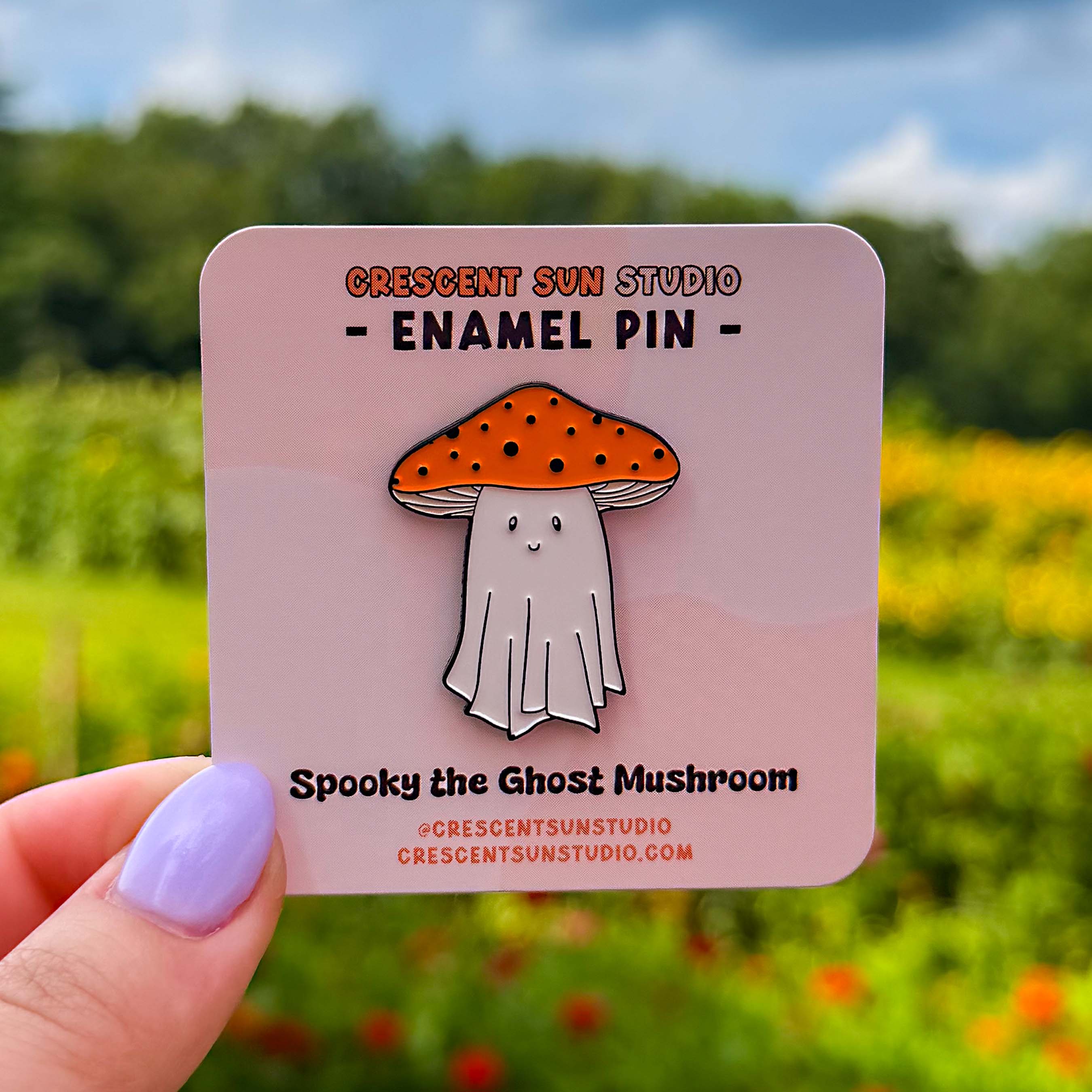 Spooky the Ghost Mushroom Enamel Pin