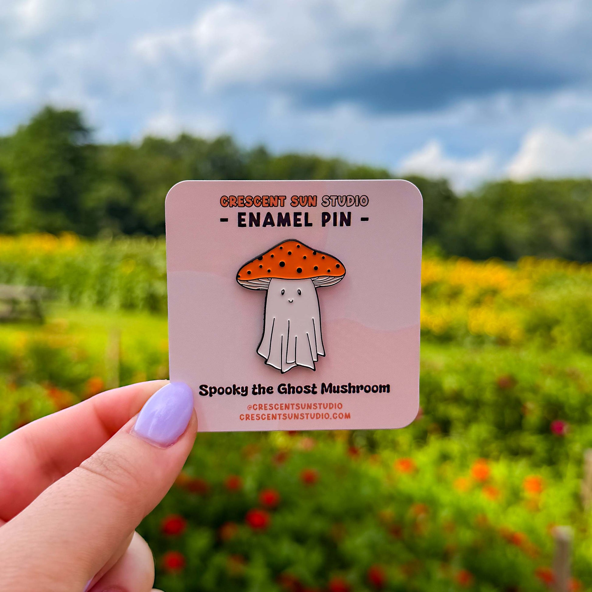 Spooky the Ghost Mushroom Enamel Pin